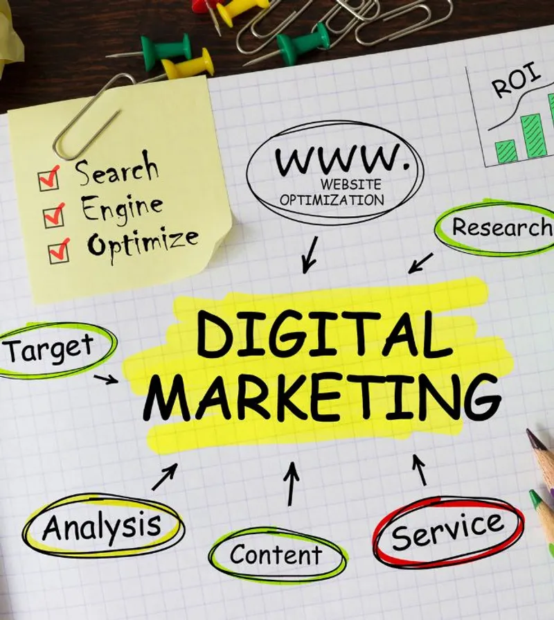 Developer at desk with floating tech icons